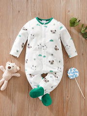 Unisex Baby Romper Cartoon Animal Embroidered Pattern Spring And Autumn