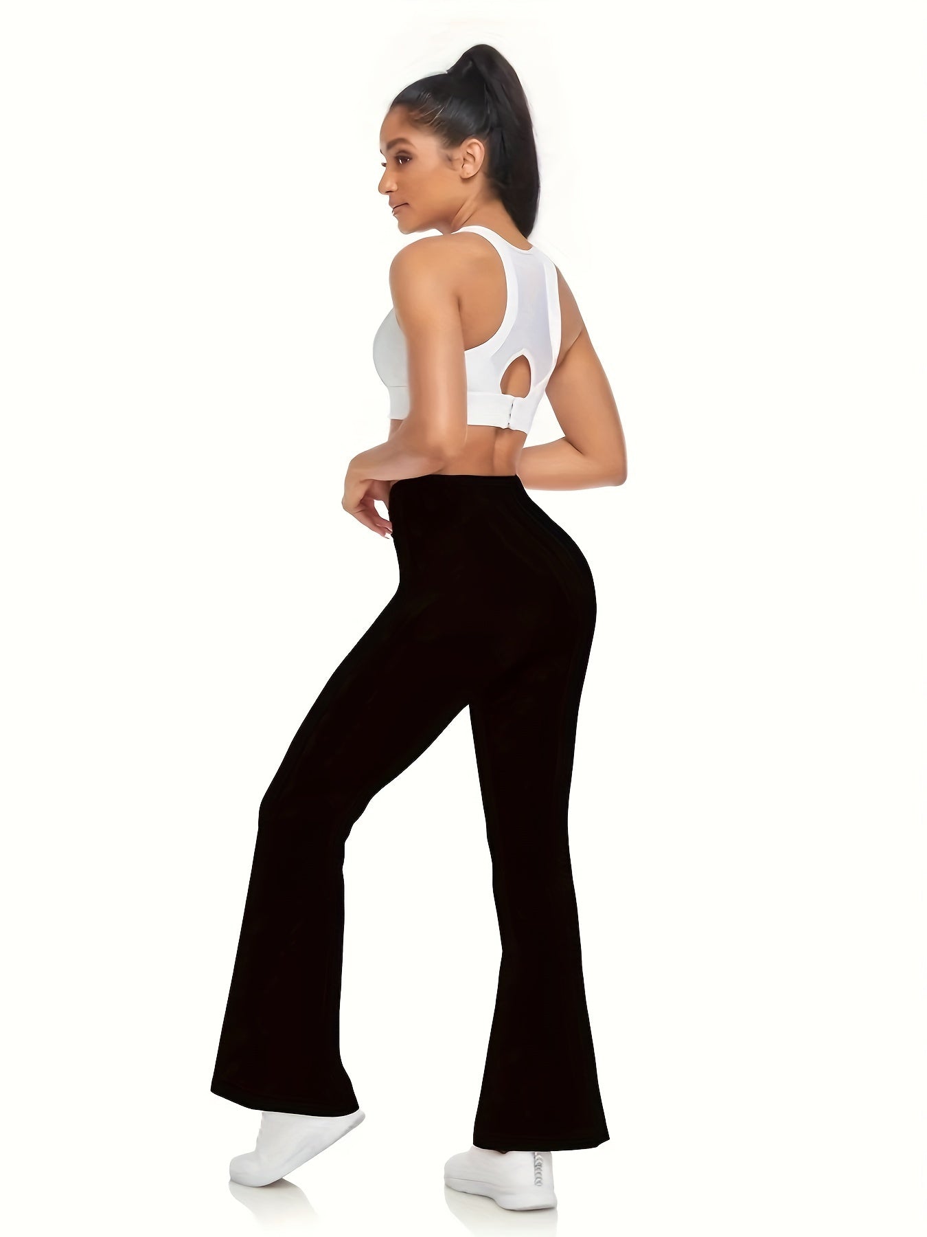 Seamless Yoga Flared Leggings High Waist Cross Waist Bootcut Pants
