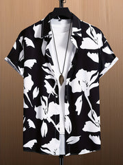 Abstract Print Men's Short Sleeve Shirt for Summer Vacation