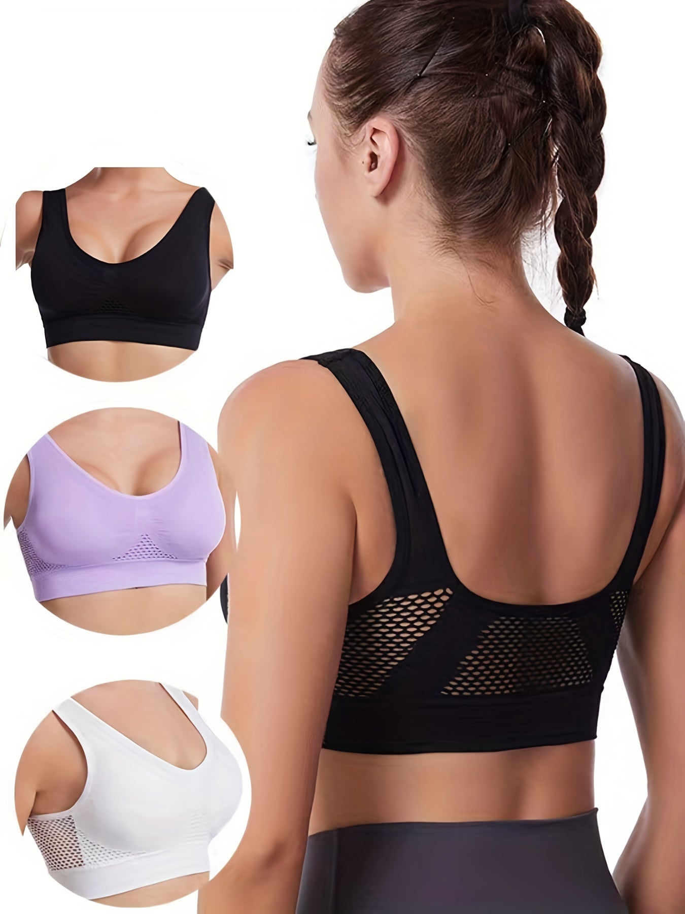 3pcs Wireless Sports Bras - Comfy & Breathable Workout Bra
