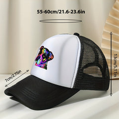 Pug Dog Trucker Hat Mesh Animal Pattern Baseball Cap Casual Sunshade Dad Hats