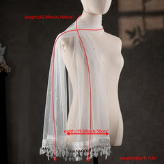 Off Shoulder Tulle Wedding Shawl Floral Print Bridal Veil