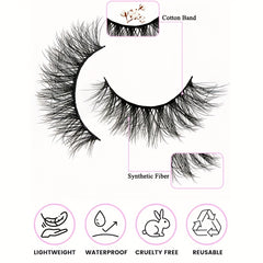 5 Pairs Natural False Eyelashes 3D Wispy 12 18mm Cat Eye Faux Mink Lashes