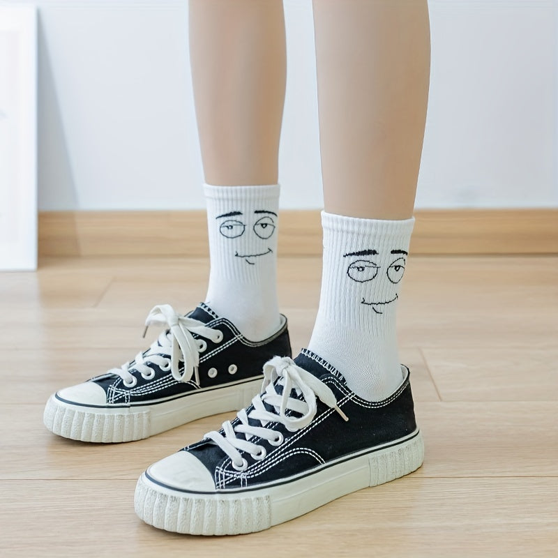 Expression Print Crew & Funny Mid Tube Socks Women's Stockings