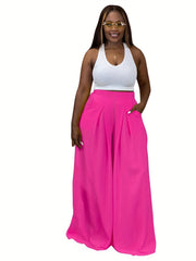 High Waist Wide Leg Pants Casual Palazzo Pants Women's Clothing