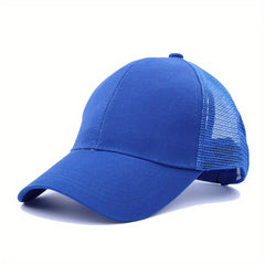 Mesh Breathable Trucker Hat Solid Ponytail Baseball Cap