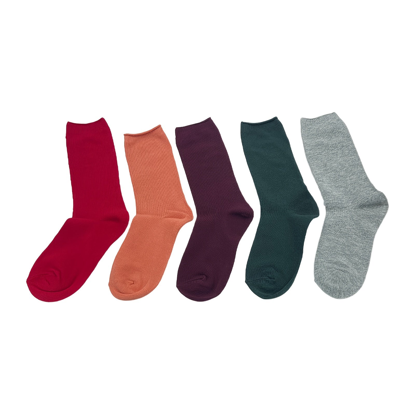 Women's Casual Solid Sports Socks - Comfortable & Breathable Mid Tube Crew Socks