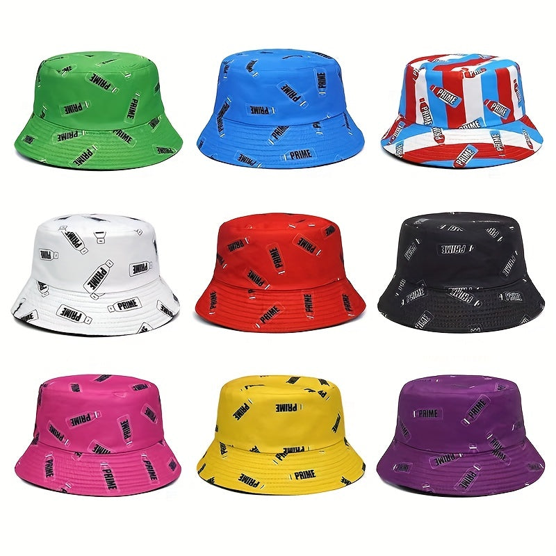 Colorful Bottle Print Bucket Hat Reversible Hip Hop Candy Basin Hat