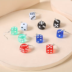 5pairs Cartoon Dice Pendant Earrings for Girls
