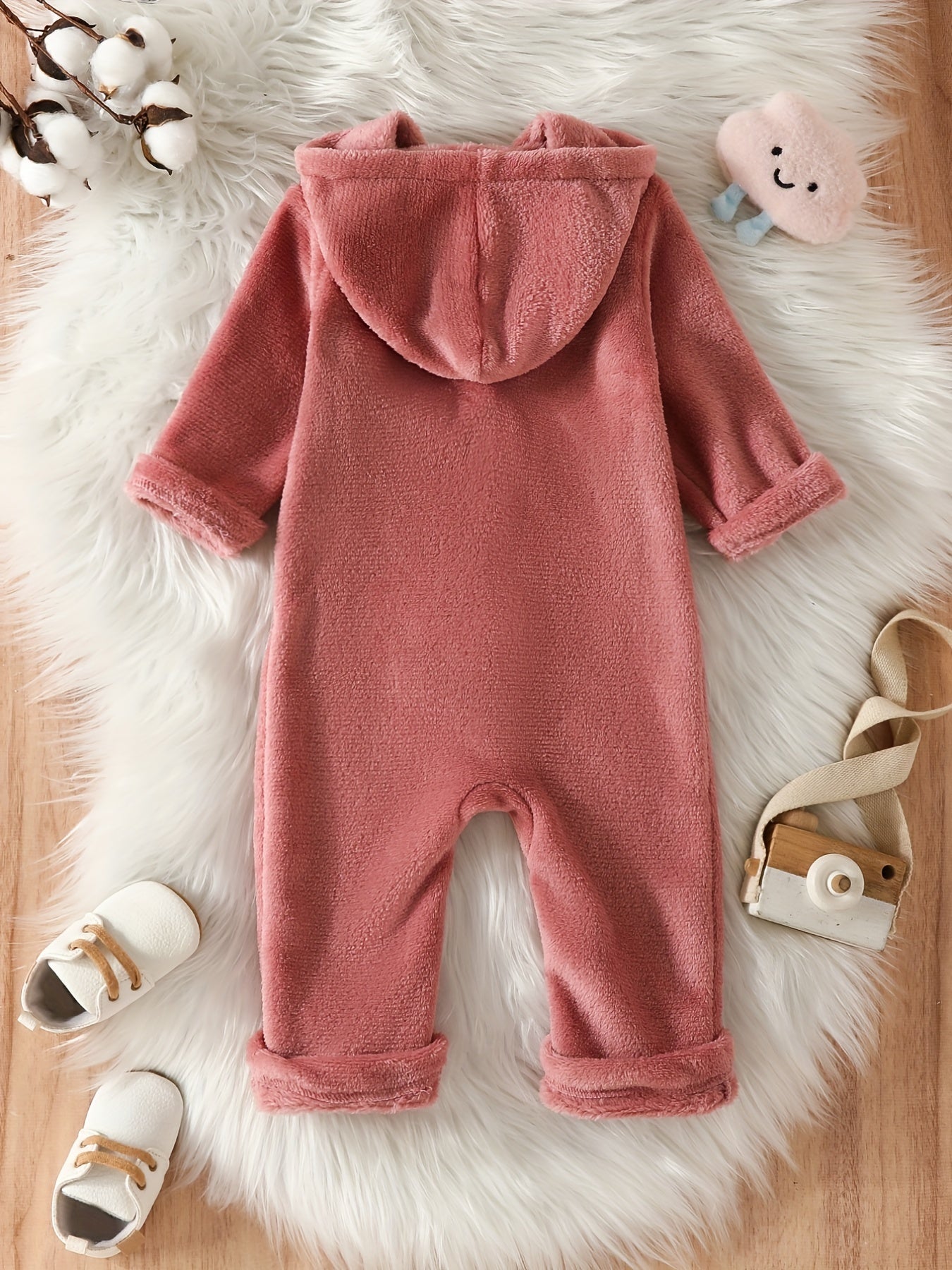 Baby Hooded Flannel Warm Jumpsuit