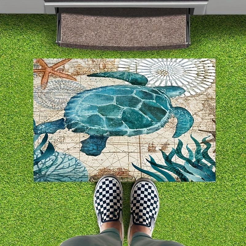 Sea Turtle Bathroom Mat Soft Flannel Bath Rug Non Slip Carpet Home Decoration