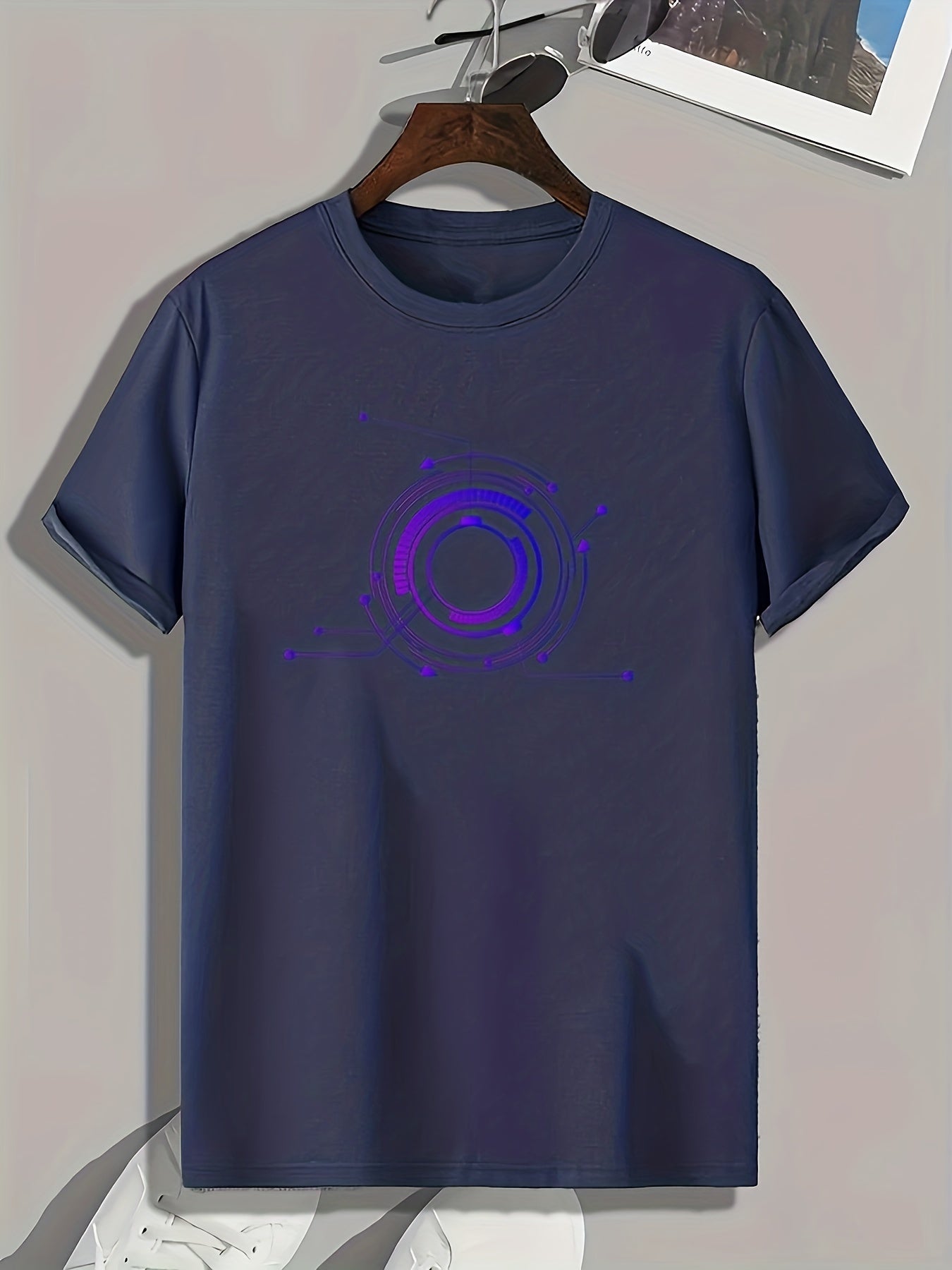 Pattern Print Men's Comfy Sports T-shirt Graphic Tee