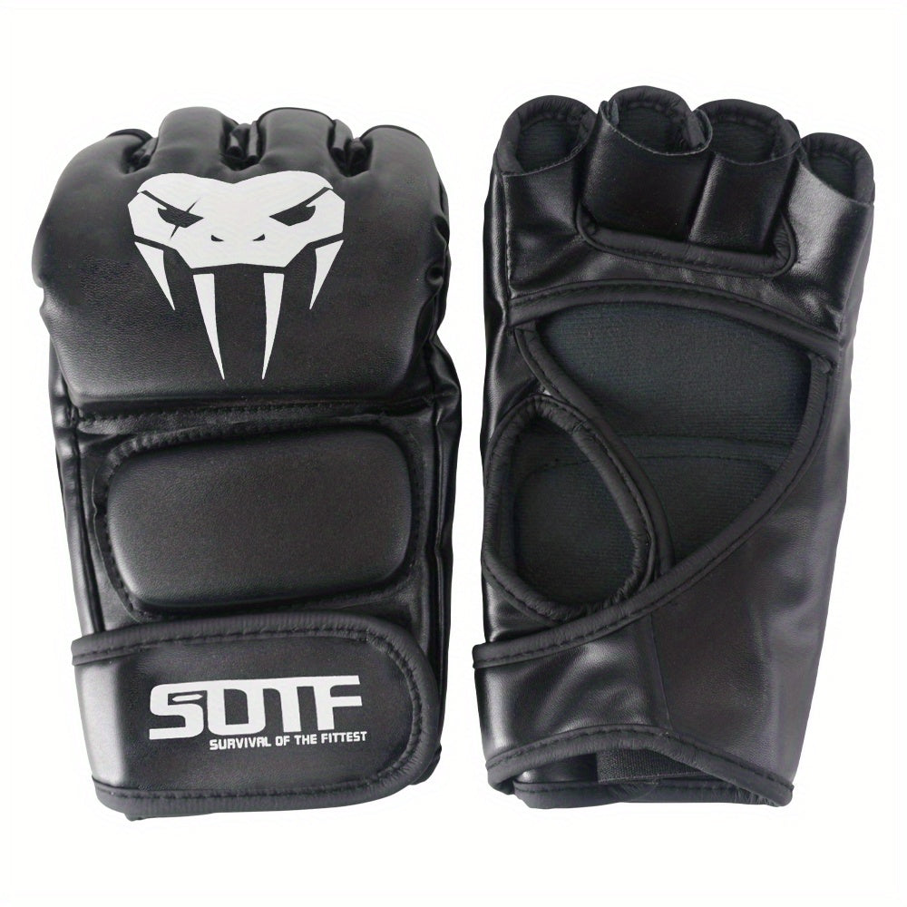 Adult Half Finger Boxing Gloves for Sanda and Pu - Protective Training Gear