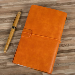 Refillable Orange Leather Journal Notebook