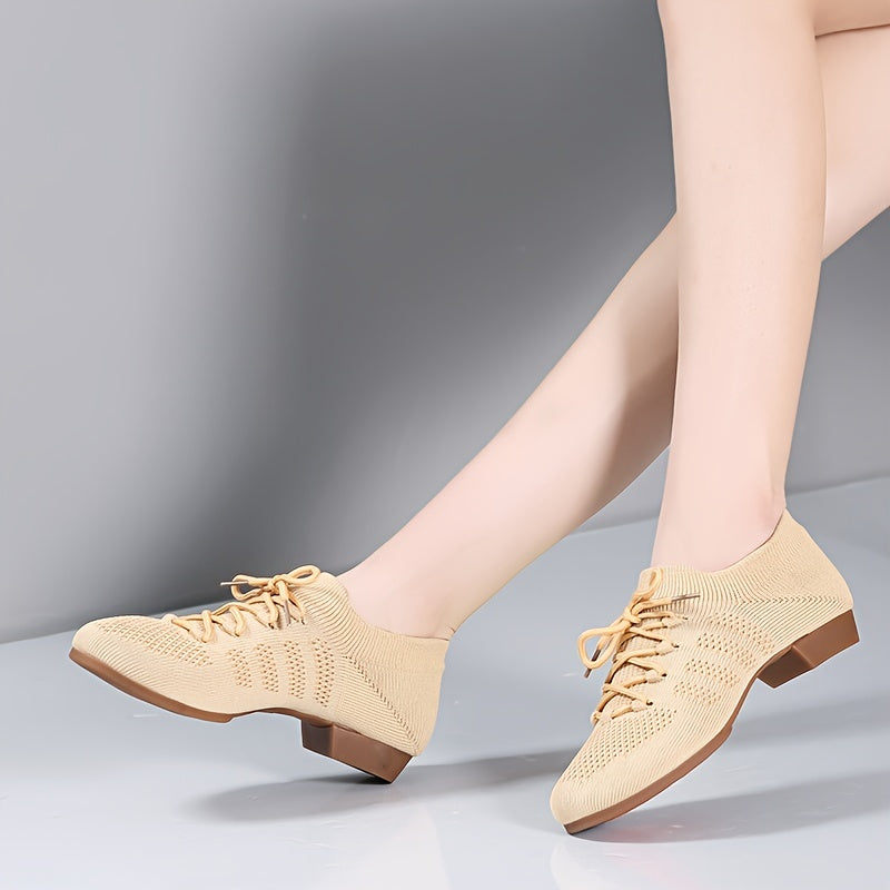 Women's Casual Knitted Trainers Breathable Low Heeled Shoes