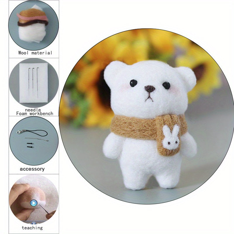 Bear Wool Felt Diy Material Bag Wall Decoration Kit