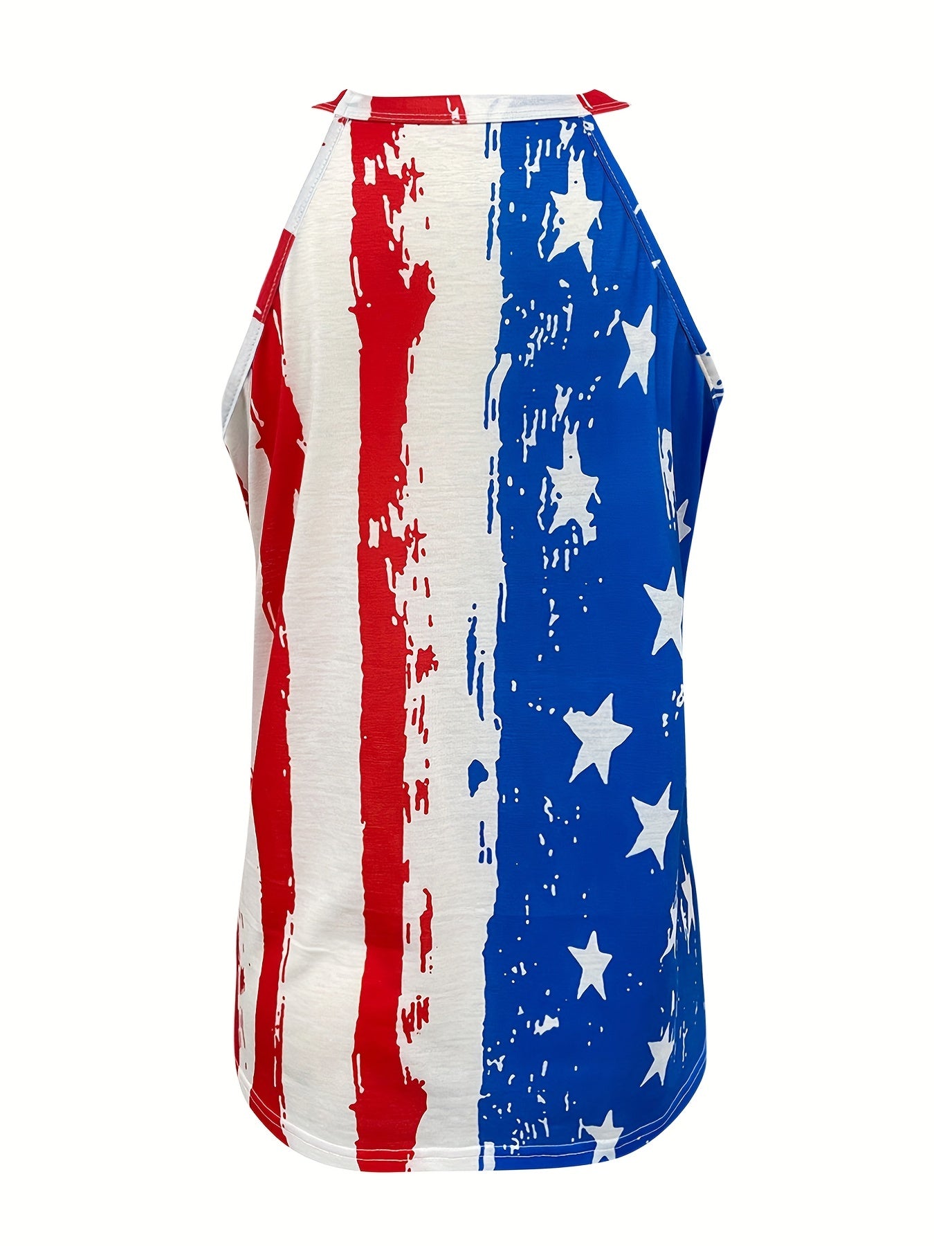 American Flag Print Halter Top Sleeveless Summer Top