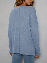 Casual Knit Top Women's Plus Solid Waffle Pattern Long Sleeve