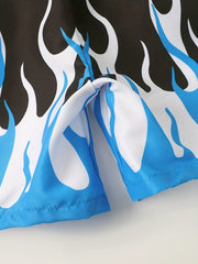 Boy's Fire Pattern Swim Trunks Elastic Waist Beach Shorts