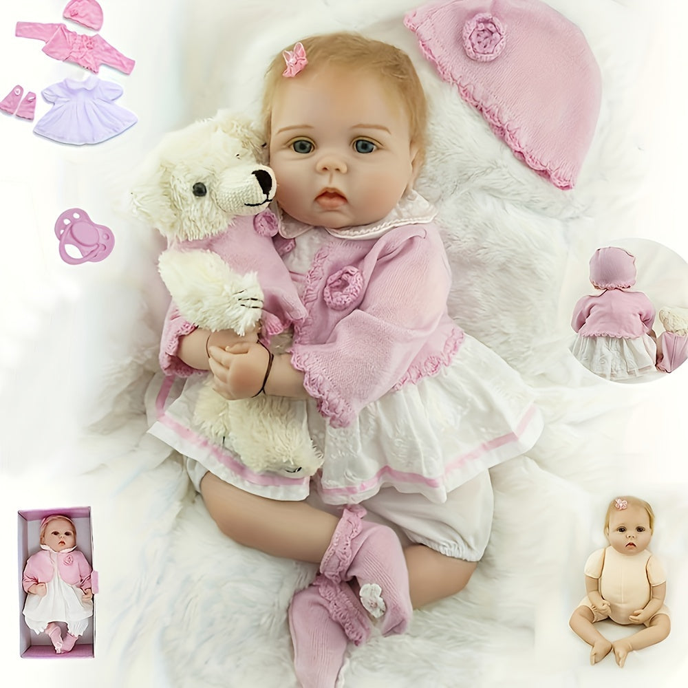 22" 55cm Reborn Baby Girl Doll Soft Silicone Vinyl Reborn Baby Doll Toy
