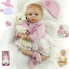 22" 55cm Reborn Baby Girl Doll Soft Silicone Vinyl Reborn Baby Doll Toy
