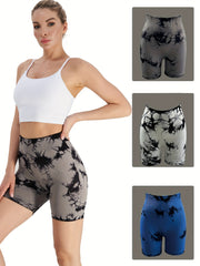 Tie Dye High Waist Hip Lifting Yoga Shorts Women's Activewear