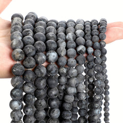 Natural Stone Labradorite Larvikite Moon Round Beads 4-12MM Strand
