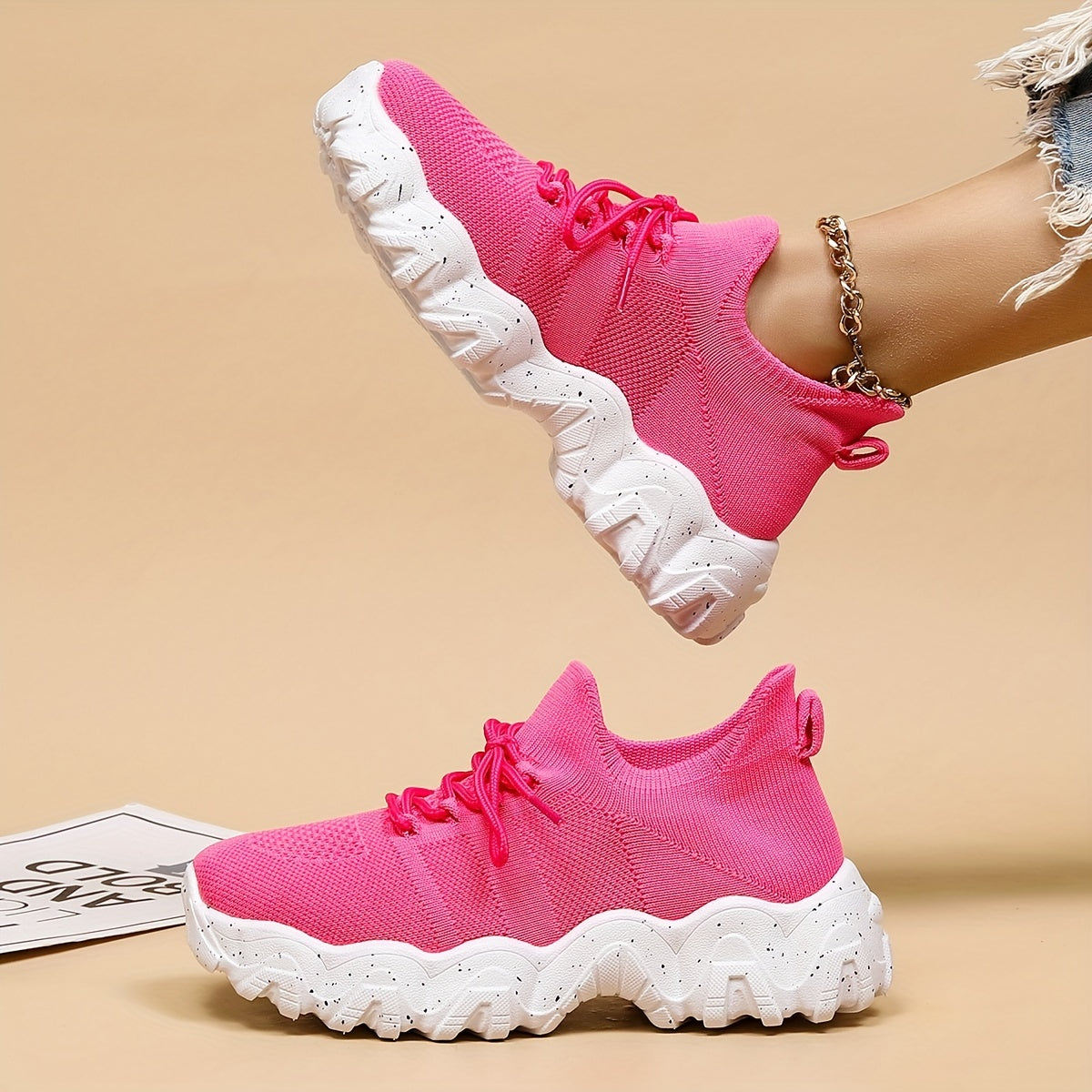 Women's Lace up Chunky Sneakers Lightweight Running Shoes