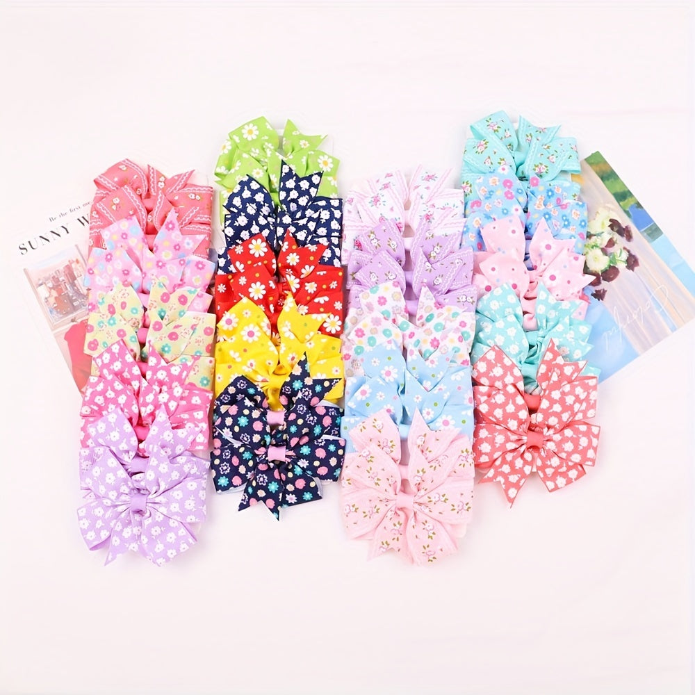 10pcs Floral Bow Hair Clips for Baby Girls