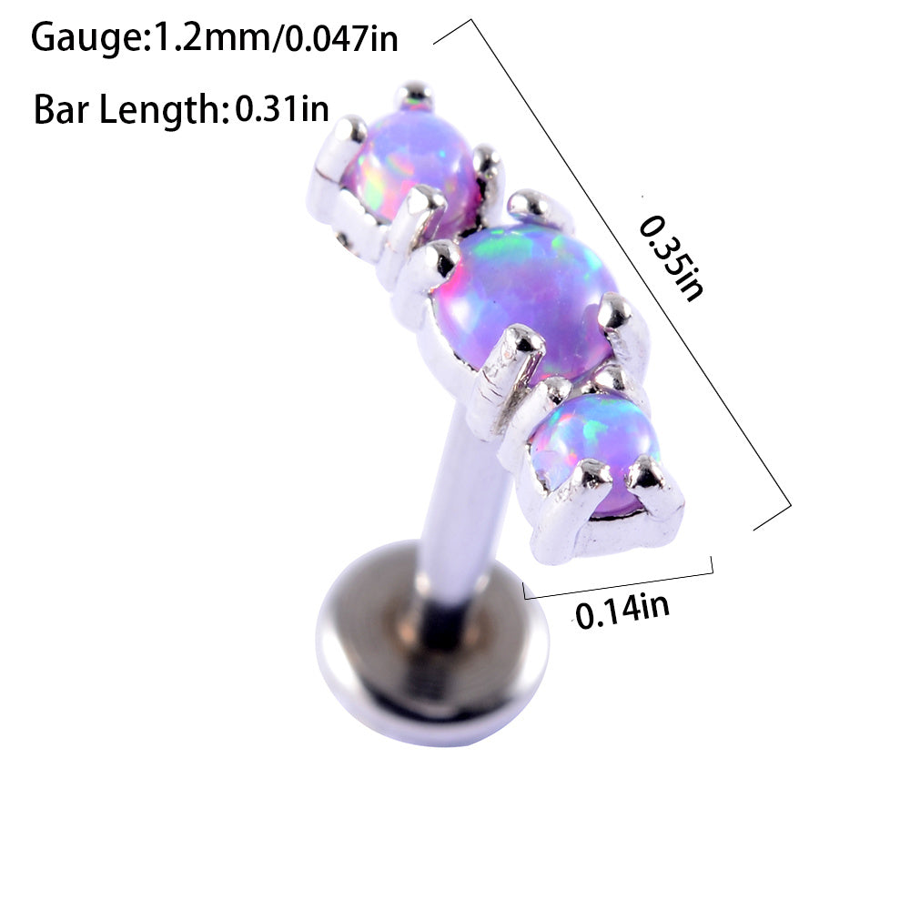 Opal Tragus Nose Ring Surgical Steel Cartilage Piercing