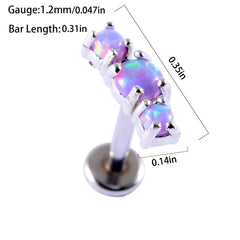 Opal Tragus Nose Ring Surgical Steel Cartilage Piercing