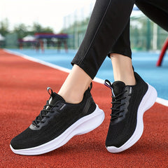 Women's Breathable Knit Sneakers Low Top Lace Up Shoes