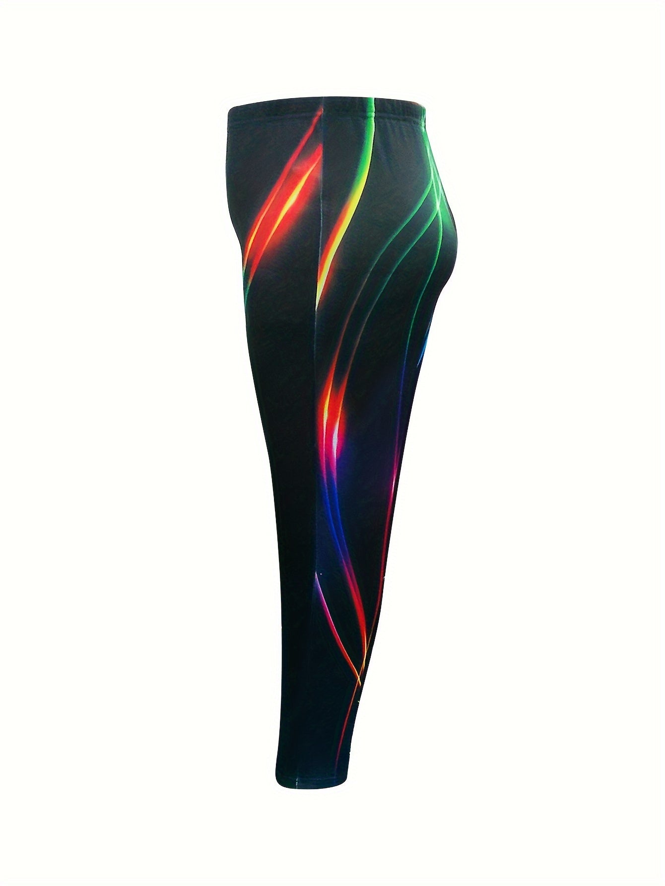 Women's Plus Size Casual Leggings, Graphic Print, Slim Fit