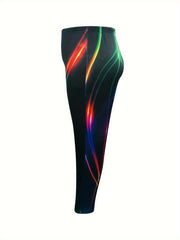 Women's Plus Size Casual Leggings, Graphic Print, Slim Fit