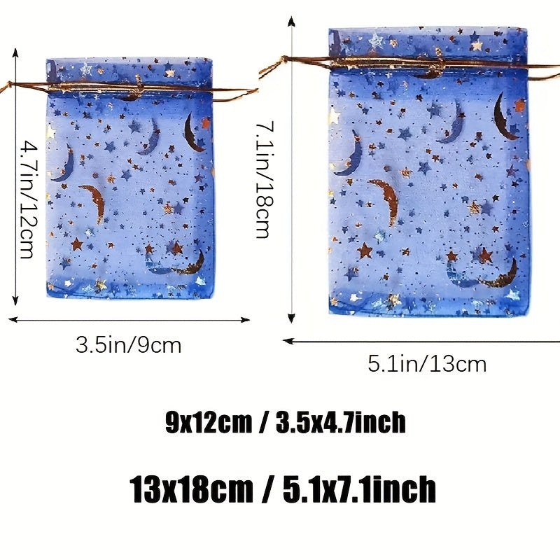 20pcs Golden Stars Moon Drawstring Gauze Bag for Candy Jewelry