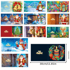 12pcs Diamond Painting Christmas Card Mosaic Dot Diamond Santa Claus Painting