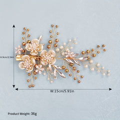 Flower & Pearl Hair Clip Barrette Bridal Wedding Headwear
