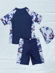 Boys Teen Casual Letter Print Swimsuit Set