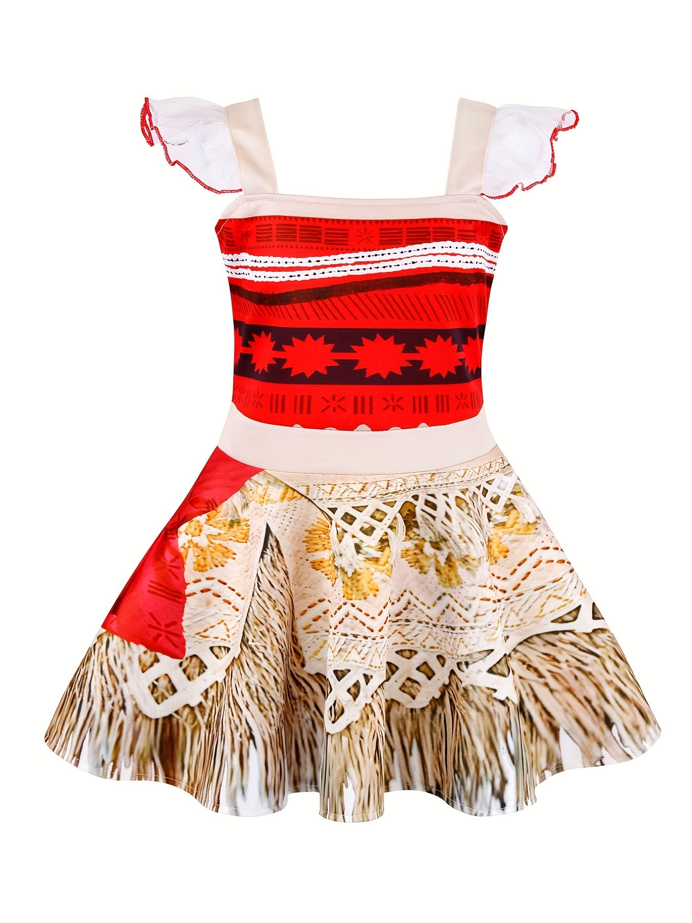 Girls Halloween Princess Costume Lace Sleeve Strappy Fancy Dress