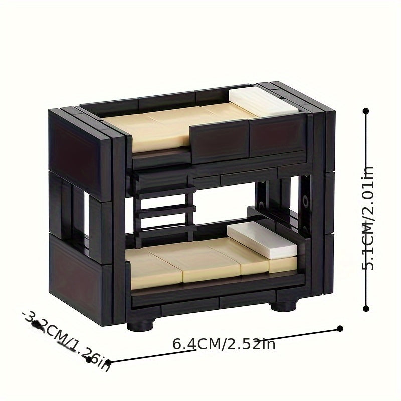 MOC Small Particle Building Blocks Double Bed DIY Furniture Bedroom
