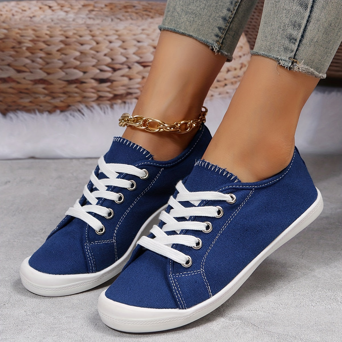 Women's Canvas Lace Up Casual Shoes Lightweight & Comfortable