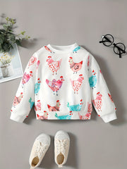 Cartoon Animal Print Kids Sweatshirt Baby Boys Pullover Top