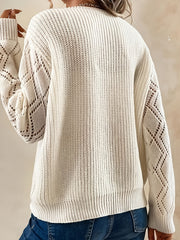 Colorblock V Neck Lace Sweater