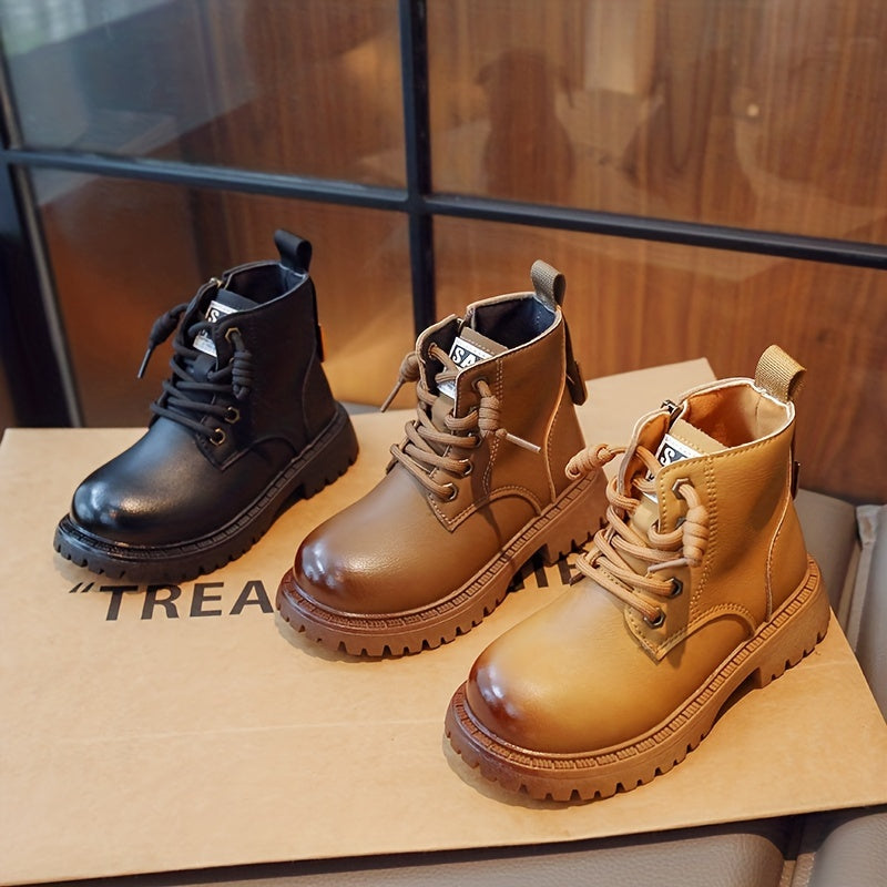 Boys Lace Up Zipper Boots Non Slip Comfortable