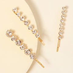 Crystal Bridal Bobby Pins Silvery Wedding Hair Pins 3pcs