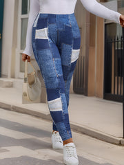 Denim Print High Rise Leggings