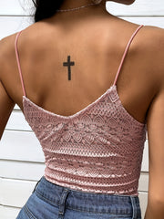 Solid Contrast Lace Cami Top Women's Sleeveless Summer Top