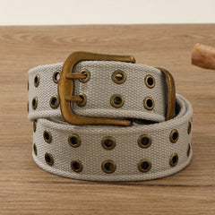 Punk Double Eyelet Canvas Belt Solid Unisex Hip Hop Belt