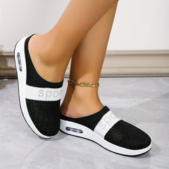 Women's Rhinestone Letter Sport Slippers Breathable Mesh Chunky Sneakers