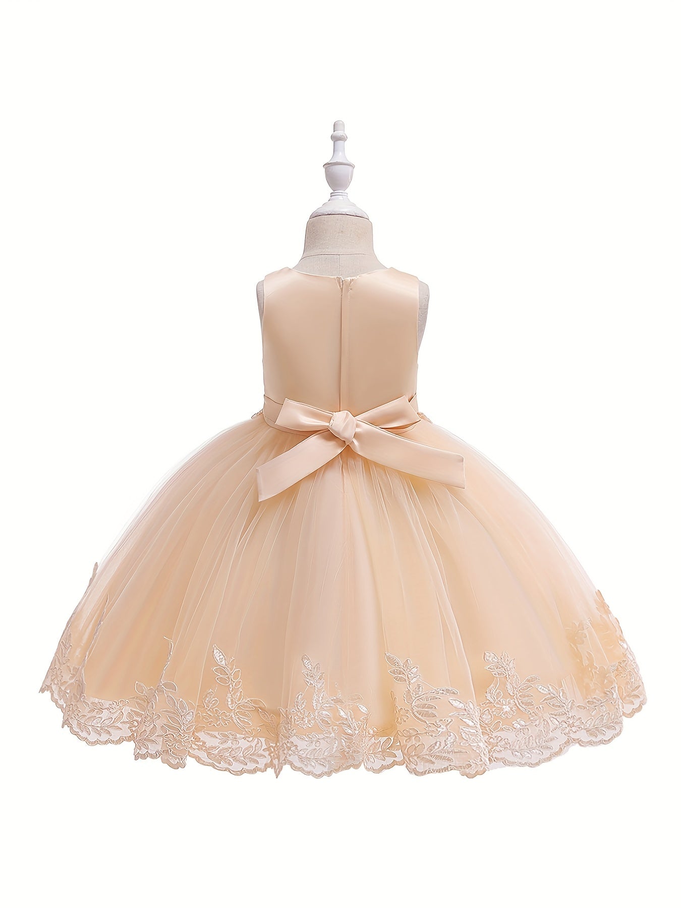 Girls Sleeveless Puffy Princess Dress Flowers Embroidered Tulle Tutu Dress